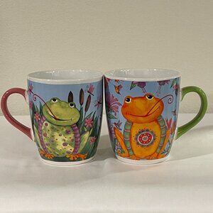 (NWT) GIBSON HOME "Froggy Fun" Set of 2 Ceramic Mugs 27 OZ